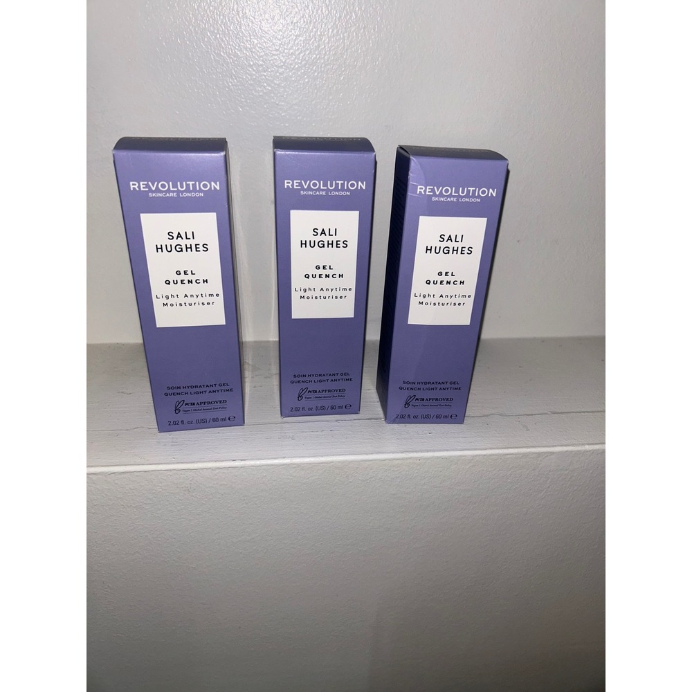 Lot of 3 Revolution Sali Hughes Gel Quench Light Anytime Moisturiser 60ml